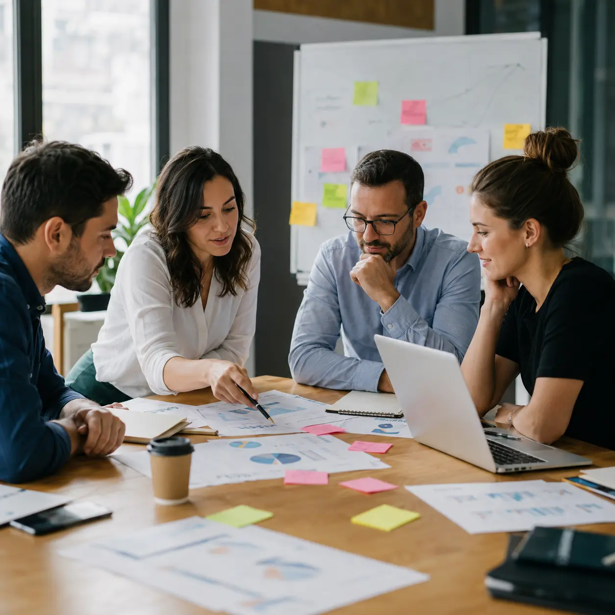 Agency strategists working closely with a client on a marketing plan