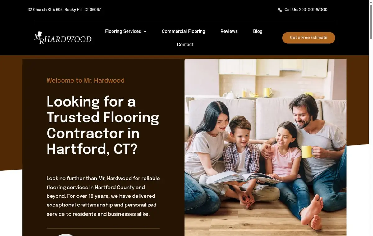 Homepage screenshot of Mr. Hardwood